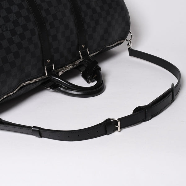 極美品 ルイヴィトン LOUIS VUITTON キーポル バンドリエール 55 ボストンバッグ ダミエ グラフィット ブラック N41413 中古 4a007221
