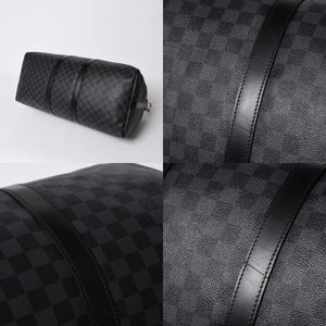 極美品 ルイヴィトン LOUIS VUITTON キーポル バンドリエール 55 ボストンバッグ ダミエ グラフィット ブラック N41413 中古 4a007221