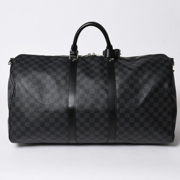 極美品 ルイヴィトン LOUIS VUITTON キーポル バンドリエール 55 ボストンバッグ ダミエ グラフィット ブラック N41413 中古 4a007221