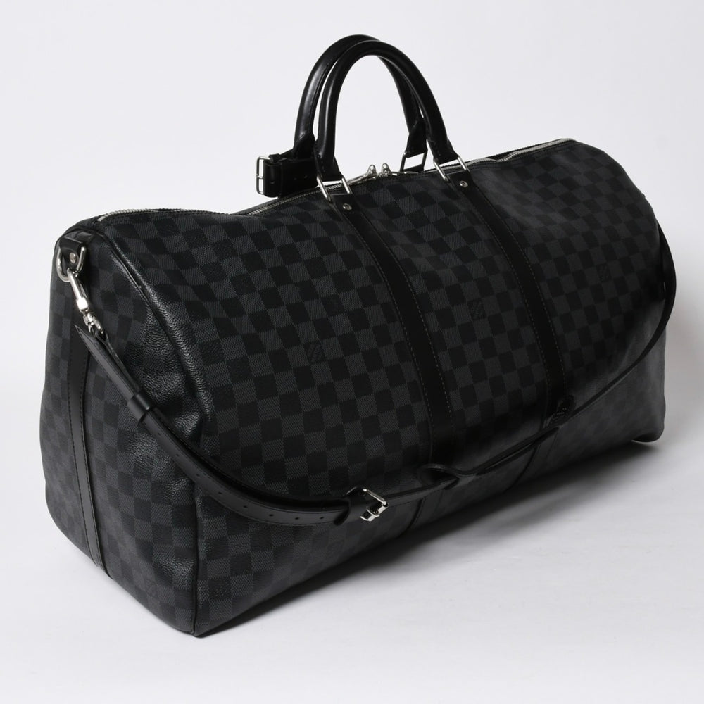 極美品 ルイヴィトン LOUIS VUITTON キーポル バンドリエール 55 ボストンバッグ ダミエ グラフィット ブラック N41413 中古 4a007221