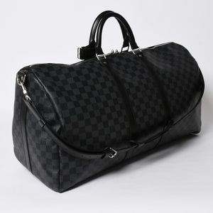 極美品 ルイヴィトン LOUIS VUITTON キーポル バンドリエール 55 ボストンバッグ ダミエ グラフィット ブラック N41413 中古 4a007221