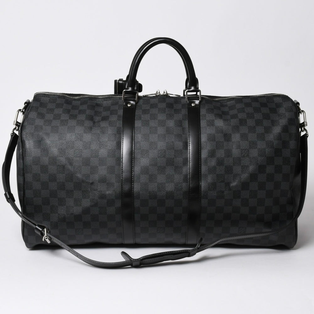 極美品 ルイヴィトン LOUIS VUITTON キーポル バンドリエール 55 ボストンバッグ ダミエ グラフィット ブラック N41413 中古 4a007223