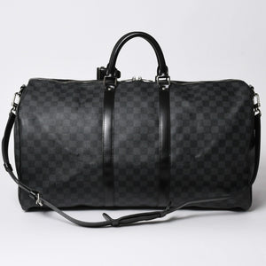 極美品 ルイヴィトン LOUIS VUITTON キーポル バンドリエール 55 ボストンバッグ ダミエ グラフィット ブラック N41413 中古 4a007223