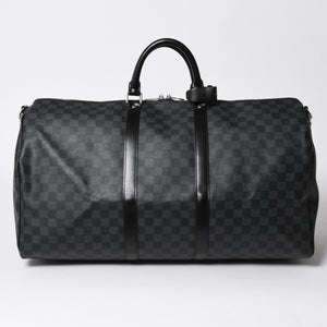 極美品 ルイヴィトン LOUIS VUITTON キーポル バンドリエール 55 ボストンバッグ ダミエ グラフィット ブラック N41413 中古 4a007223