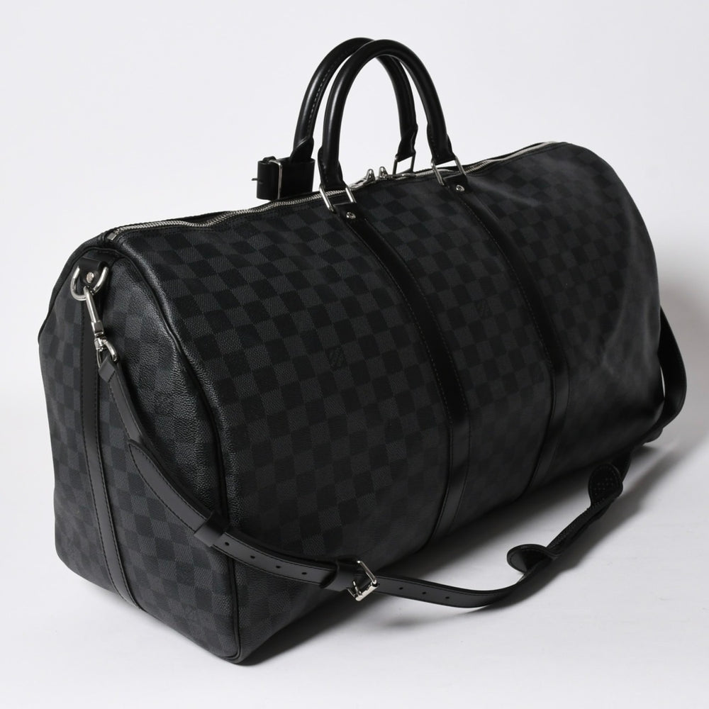 極美品 ルイヴィトン LOUIS VUITTON キーポル バンドリエール 55 ボストンバッグ ダミエ グラフィット ブラック N41413 中古 4a007223