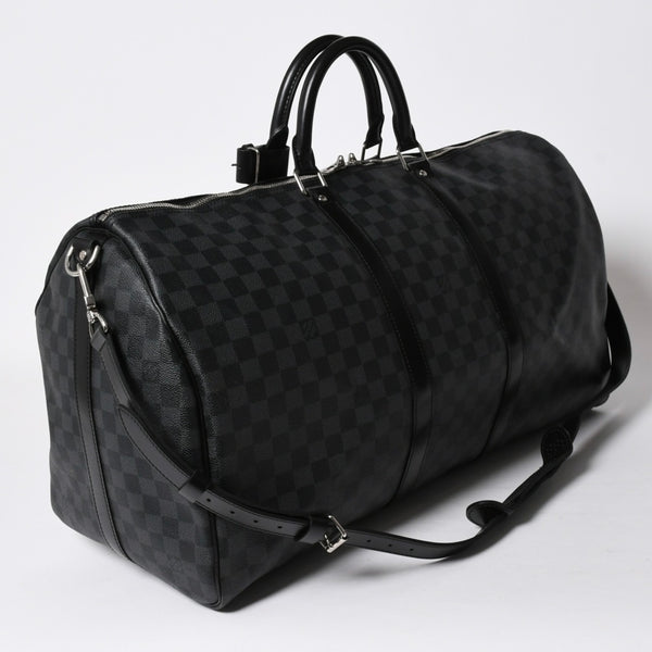 極美品 ルイヴィトン LOUIS VUITTON キーポル バンドリエール 55 ボストンバッグ ダミエ グラフィット ブラック N41413 中古 4a007223