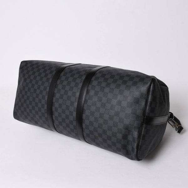 極美品 ルイヴィトン LOUIS VUITTON キーポル バンドリエール 55 ボストンバッグ ダミエ グラフィット ブラック N41413 中古 4a007223
