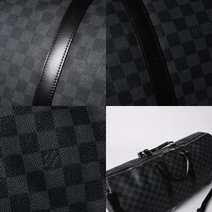 極美品 ルイヴィトン LOUIS VUITTON キーポル バンドリエール 55 ボストンバッグ ダミエ グラフィット ブラック N41413 中古 4a007223