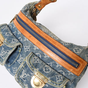 LOUIS VUITTON ルイヴィトン モノグラムデニム バギーPM ショルダーバッグ ワンショルダー M95049 インディゴブルー 美品 中古 4a007017
