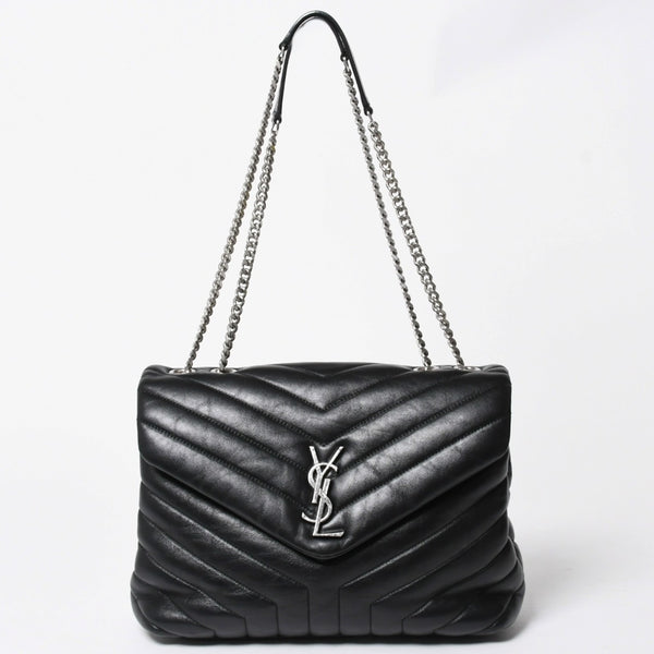 YVES SAINT LAURENT イヴサンローラン ルル チェーンバック ショルダーバッグ ミディアム カーフスキン GUE574946 ブラック 美品 中古 4a007364