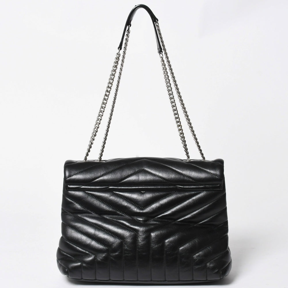 YVES SAINT LAURENT イヴサンローラン ルル チェーンバック ショルダーバッグ ミディアム カーフスキン GUE574946 ブラック 美品 中古 4a007364