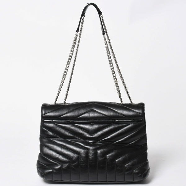 YVES SAINT LAURENT イヴサンローラン ルル チェーンバック ショルダーバッグ ミディアム カーフスキン GUE574946 ブラック 美品 中古 4a007364