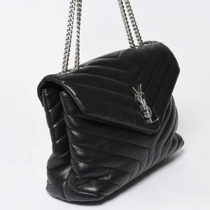 YVES SAINT LAURENT イヴサンローラン ルル チェーンバック ショルダーバッグ ミディアム カーフスキン GUE574946 ブラック 美品 中古 4a007364