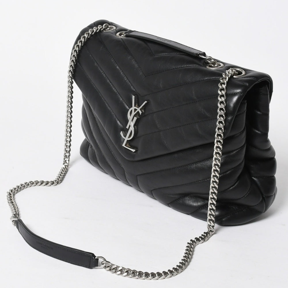 YVES SAINT LAURENT イヴサンローラン ルル チェーンバック ショルダーバッグ ミディアム カーフスキン GUE574946 ブラック 美品 中古 4a007364
