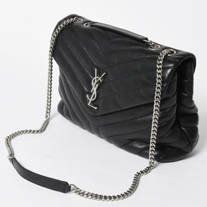 YVES SAINT LAURENT イヴサンローラン ルル チェーンバック ショルダーバッグ ミディアム カーフスキン GUE574946 ブラック 美品 中古 4a007364