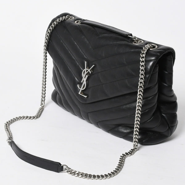 YVES SAINT LAURENT イヴサンローラン ルル チェーンバック ショルダーバッグ ミディアム カーフスキン GUE574946 ブラック 美品 中古 4a007364