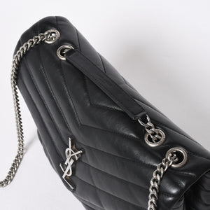 YVES SAINT LAURENT イヴサンローラン ルル チェーンバック ショルダーバッグ ミディアム カーフスキン GUE574946 ブラック 美品 中古 4a007364