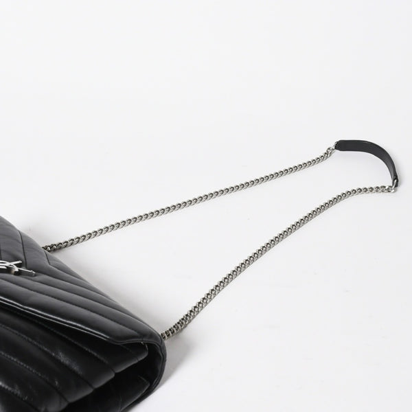 YVES SAINT LAURENT イヴサンローラン ルル チェーンバック ショルダーバッグ ミディアム カーフスキン GUE574946 ブラック 美品 中古 4a007364