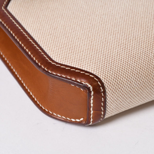 HERMES エルメス ケリー デペッシュ 25 クラッチバッグ ベージュ ブラウン トワルアッシュ バレニア Z刻 2021年製 GD金具 美品 中古 4a007217