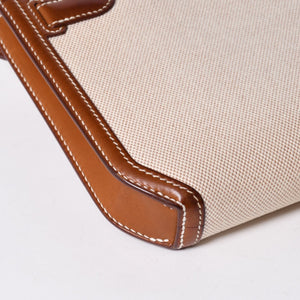 HERMES エルメス ケリー デペッシュ 25 クラッチバッグ ベージュ ブラウン トワルアッシュ バレニア Z刻 2021年製 GD金具 美品 中古 4a007217