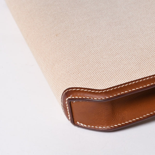 HERMES エルメス ケリー デペッシュ 25 クラッチバッグ ベージュ ブラウン トワルアッシュ バレニア Z刻 2021年製 GD金具 美品 中古 4a007217