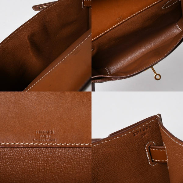 HERMES エルメス ケリー デペッシュ 25 クラッチバッグ ベージュ ブラウン トワルアッシュ バレニア Z刻 2021年製 GD金具 美品 中古 4a007217