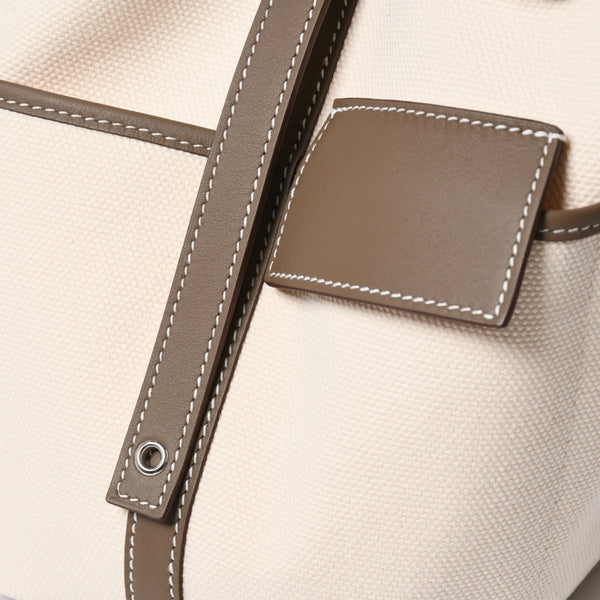 新品未使用 HERMES エルメス ピコタン ロック PM カーゴ ハンドバッグ エトゥープ エクリュ トワルゴエラン SV金具 W刻印 2024年製 中古 4a007220