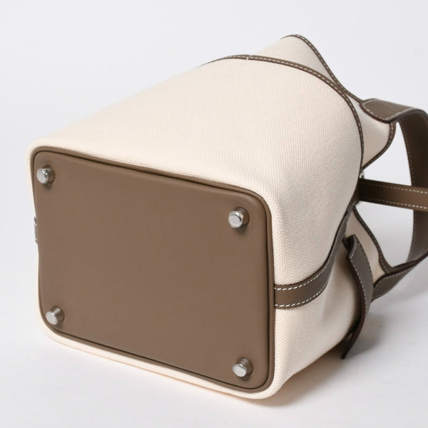 新品未使用 HERMES エルメス ピコタン ロック PM カーゴ ハンドバッグ エトゥープ エクリュ トワルゴエラン SV金具 W刻印 2024年製 中古 4a007220