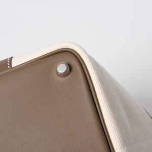 新品未使用 HERMES エルメス ピコタン ロック PM カーゴ ハンドバッグ エトゥープ エクリュ トワルゴエラン SV金具 W刻印 2024年製 中古 4a007220
