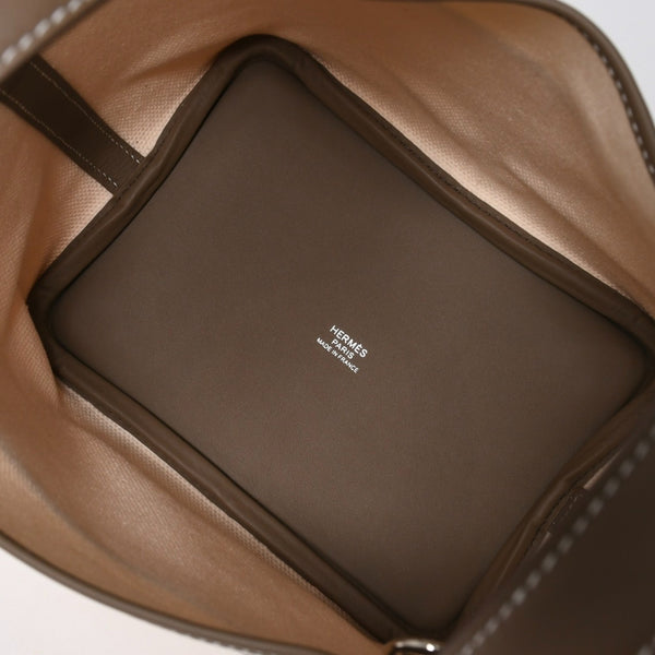 新品未使用 HERMES エルメス ピコタン ロック PM カーゴ ハンドバッグ エトゥープ エクリュ トワルゴエラン SV金具 W刻印 2024年製 中古 4a007220