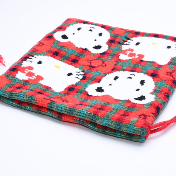 新品未使用 familiar ファミリア × HELLO KITTY ハローキティ 巾着 770347 XF チェック柄 レッド グリーン ホワイト 中古 4a007581