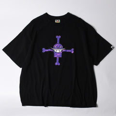 A BATHING APE アベイシングエイプ ワンピース 白髭 ロゴ 総柄 Tシャツ プリント ベイプ パープル サイズL 美品 中古 4a001301