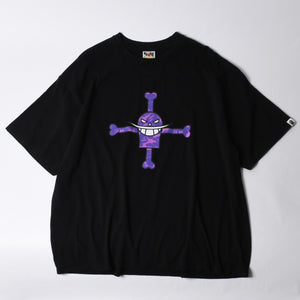 A BATHING APE アベイシングエイプ ワンピース 白髭 ロゴ 総柄 Tシャツ プリント ベイプ パープル サイズL 美品 中古 4a001301