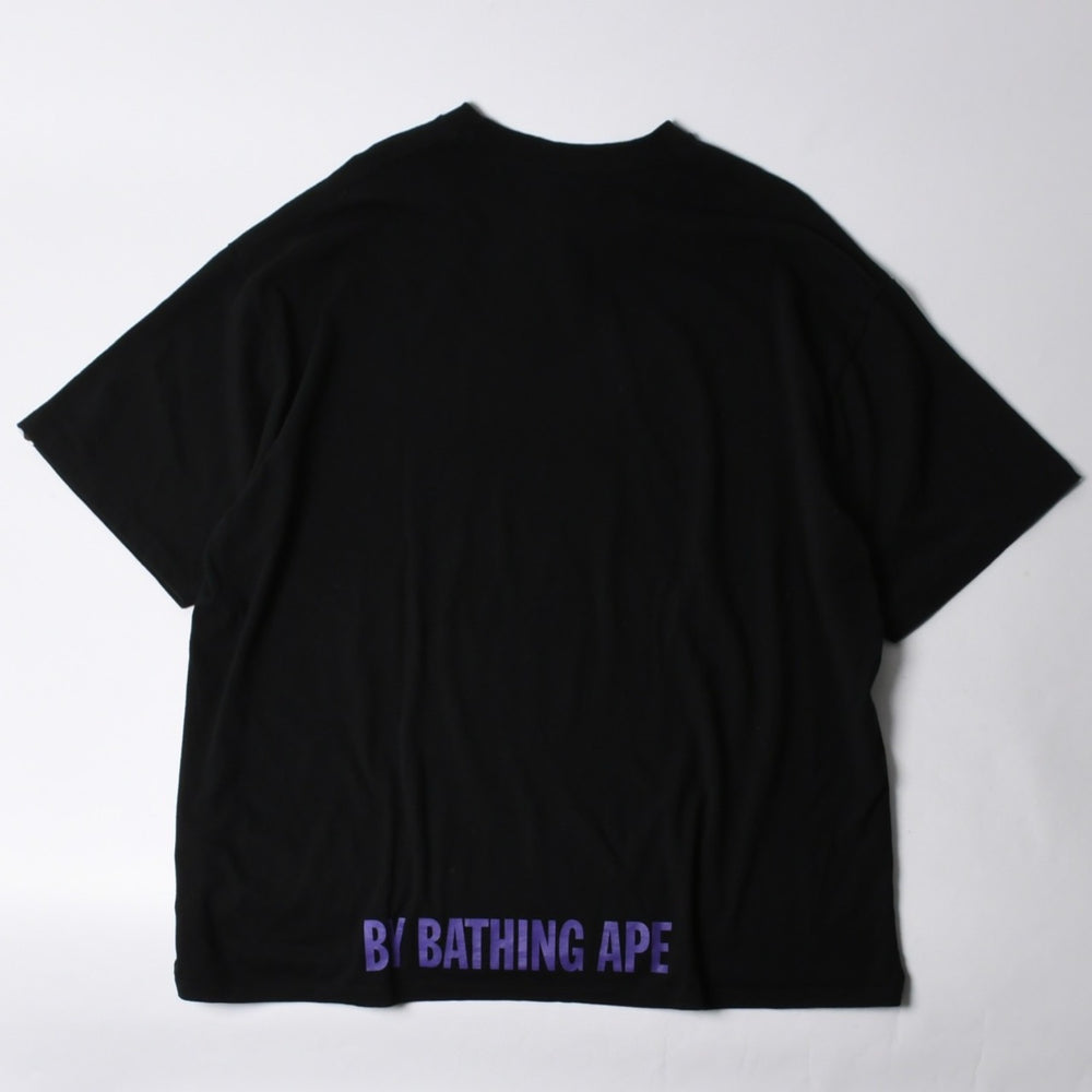 A BATHING APE アベイシングエイプ ワンピース 白髭 ロゴ 総柄 Tシャツ プリント ベイプ パープル サイズL 美品 中古 4a001301