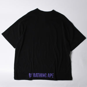 A BATHING APE アベイシングエイプ ワンピース 白髭 ロゴ 総柄 Tシャツ プリント ベイプ パープル サイズL 美品 中古 4a001301