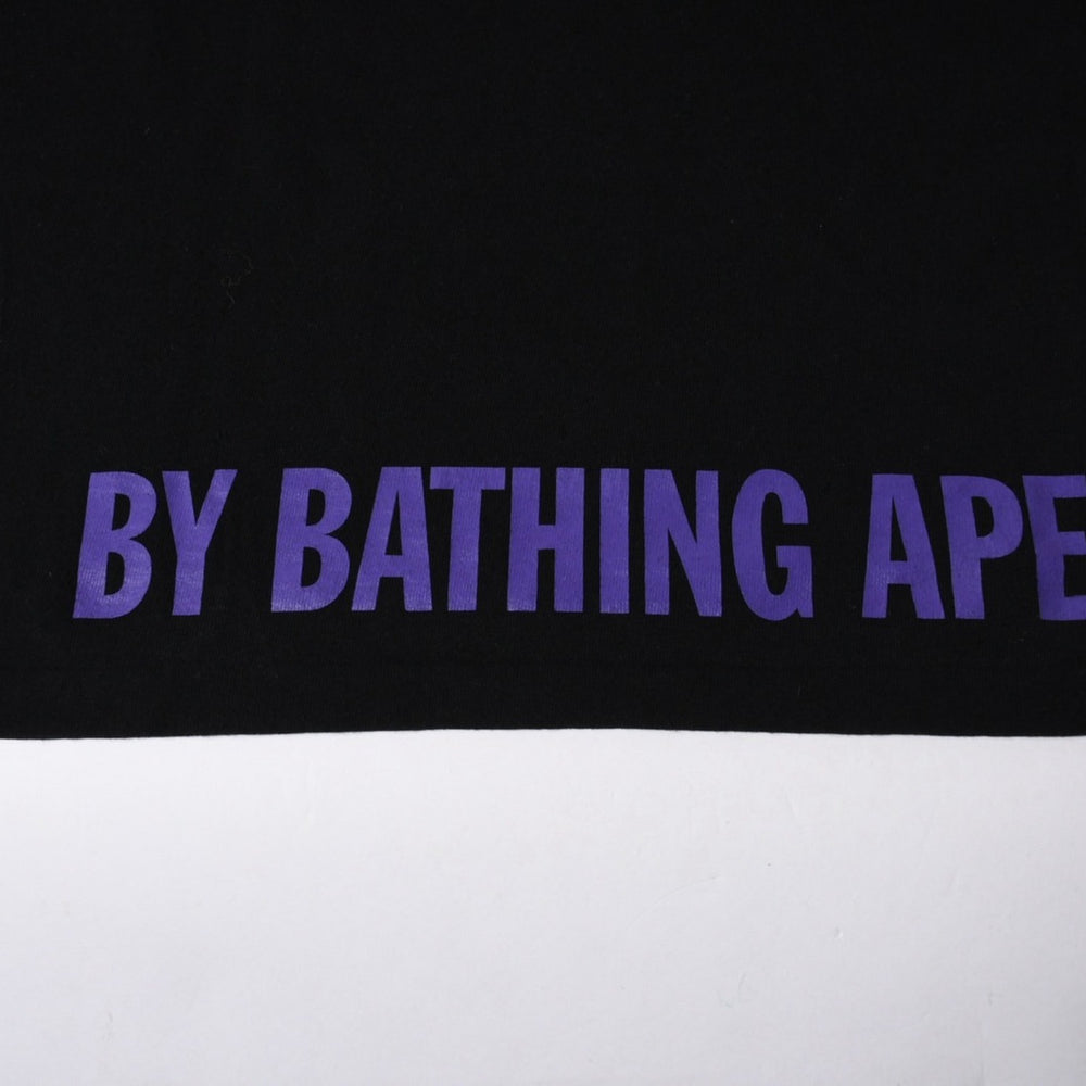 A BATHING APE アベイシングエイプ ワンピース 白髭 ロゴ 総柄 Tシャツ プリント ベイプ パープル サイズ3XL 美品 中古 4a007399