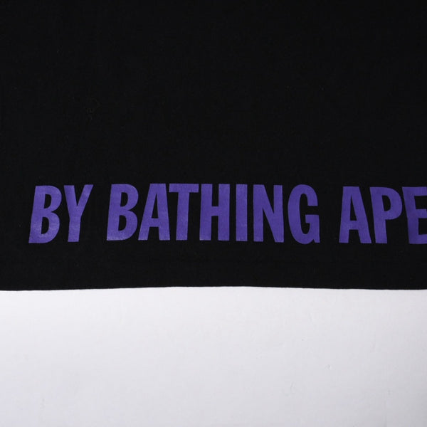 A BATHING APE アベイシングエイプ ワンピース 白髭 ロゴ 総柄 Tシャツ プリント ベイプ パープル サイズL 美品 中古 4a001301
