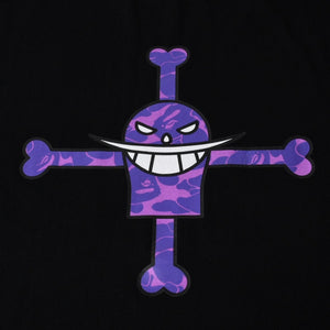 A BATHING APE アベイシングエイプ ワンピース 白髭 ロゴ 総柄 Tシャツ プリント ベイプ パープル サイズL 美品 中古 4a001301