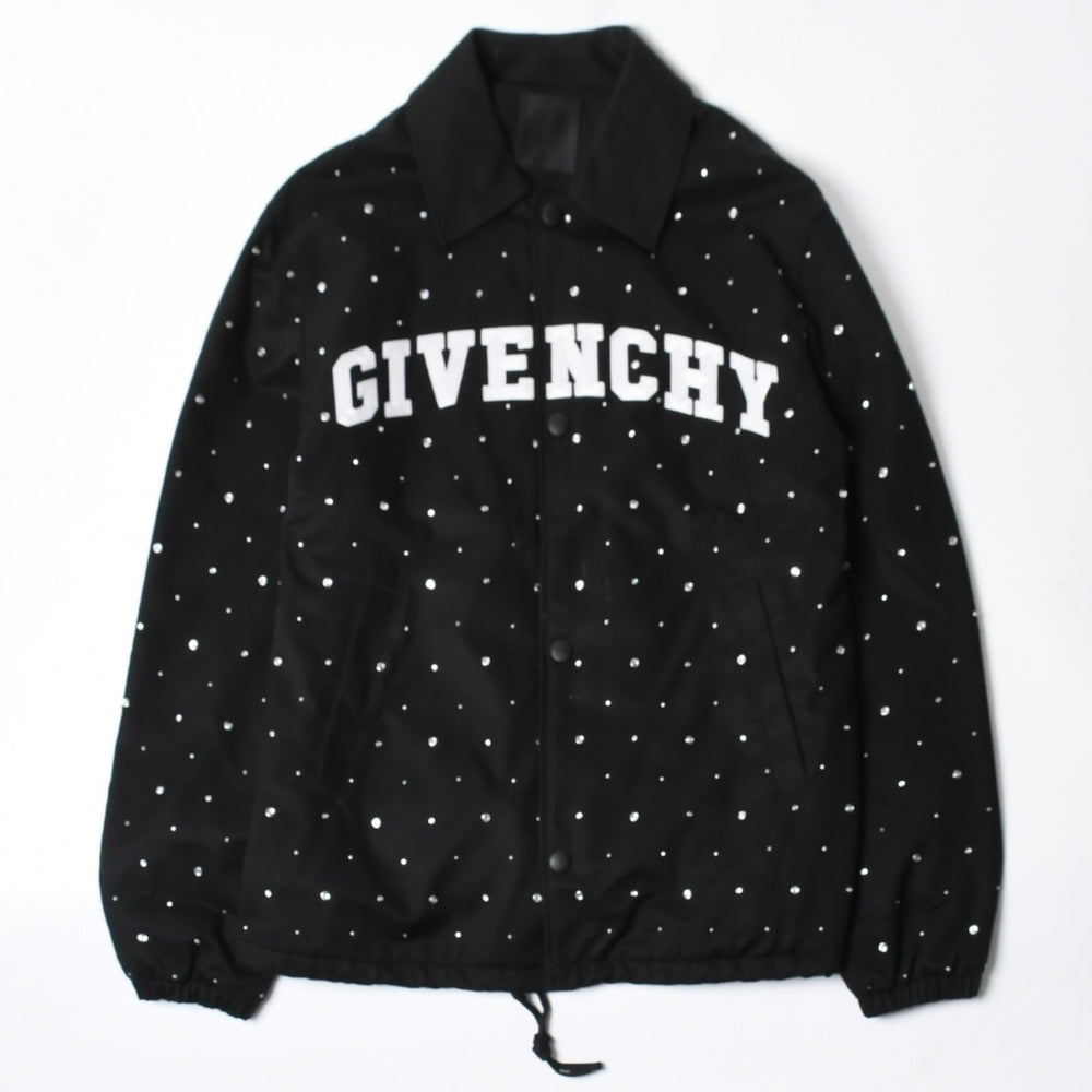 Givenchy ジバンシー リバーシブル コーチジャケット BM013814G1 サイズ46 ラインストーン ブラック クリア 刺繍ロゴ 美品 中古 4a007247