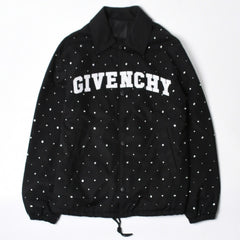 Givenchy ジバンシー リバーシブル コーチジャケット BM013814G1 サイズ46 ラインストーン ブラック クリア 刺繍ロゴ 美品 中古 4a007247