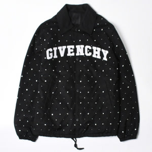 Givenchy ジバンシー リバーシブル コーチジャケット BM013814G1 サイズ46 ラインストーン ブラック クリア 刺繍ロゴ 美品 中古 4a007247