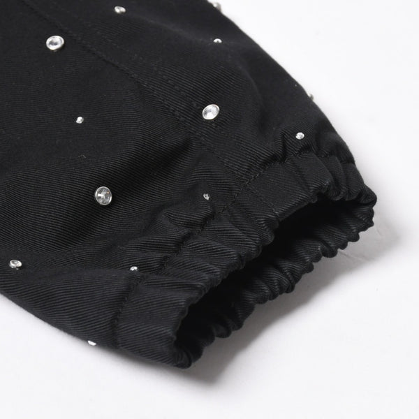 Givenchy ジバンシー リバーシブル コーチジャケット BM013814G1 サイズ46 ラインストーン ブラック クリア 刺繍ロゴ 美品 中古 4a007247