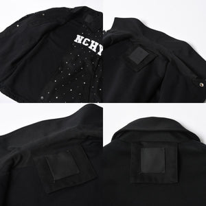 Givenchy ジバンシー リバーシブル コーチジャケット BM013814G1 サイズ46 ラインストーン ブラック クリア 刺繍ロゴ 美品 中古 4a007247