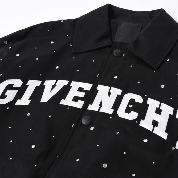 Givenchy ジバンシー リバーシブル コーチジャケット BM013814G1 サイズ46 ラインストーン ブラック クリア 刺繍ロゴ 美品 中古 4a007247