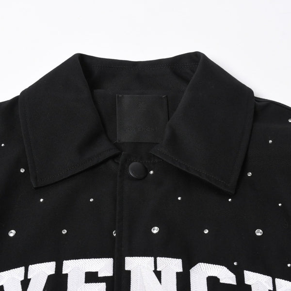 Givenchy ジバンシー リバーシブル コーチジャケット BM013814G1 サイズ46 ラインストーン ブラック クリア 刺繍ロゴ 美品 中古 4a007247