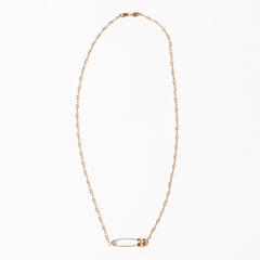 極美品 CHROME HEARTS クロムハーツ 22K セーフティピン ツイストチェーンネックレス 重量11.72g 20インチ ダイヤモンド ゴールド 中古 4a007265