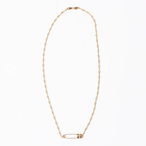 極美品 CHROME HEARTS クロムハーツ 22K セーフティピン ツイストチェーンネックレス 重量11.72g 20インチ ダイヤモンド ゴールド 中古 4a007265
