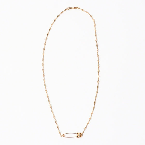 極美品 CHROME HEARTS クロムハーツ 22K セーフティピン ツイストチェーンネックレス 重量11.72g 20インチ ダイヤモンド ゴールド 中古 4a007265