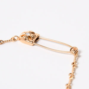 極美品 CHROME HEARTS クロムハーツ 22K セーフティピン ツイストチェーンネックレス 重量11.72g 20インチ ダイヤモンド ゴールド 中古 4a007265