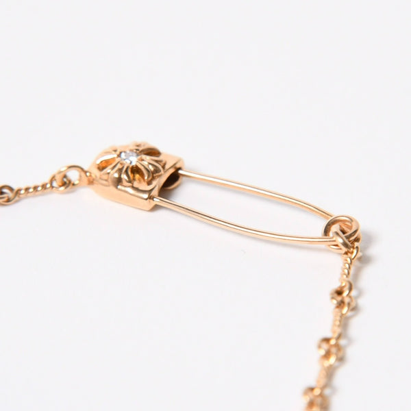 極美品 CHROME HEARTS クロムハーツ 22K セーフティピン ツイストチェーンネックレス 重量11.72g 20インチ ダイヤモンド ゴールド 中古 4a007265